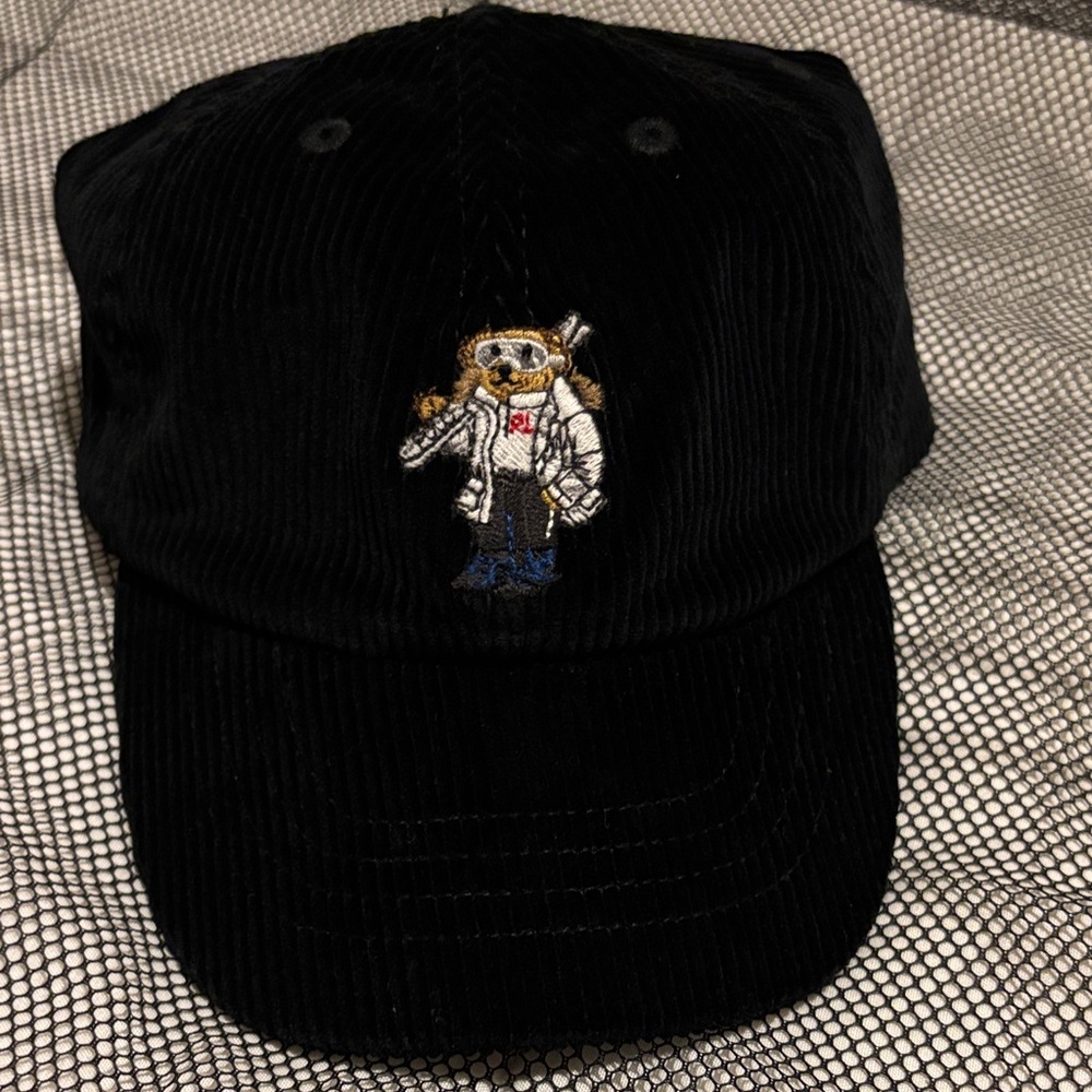 Ralph Lauren Vintage Black Corduroy Cap with Embroidered Polo Never worn